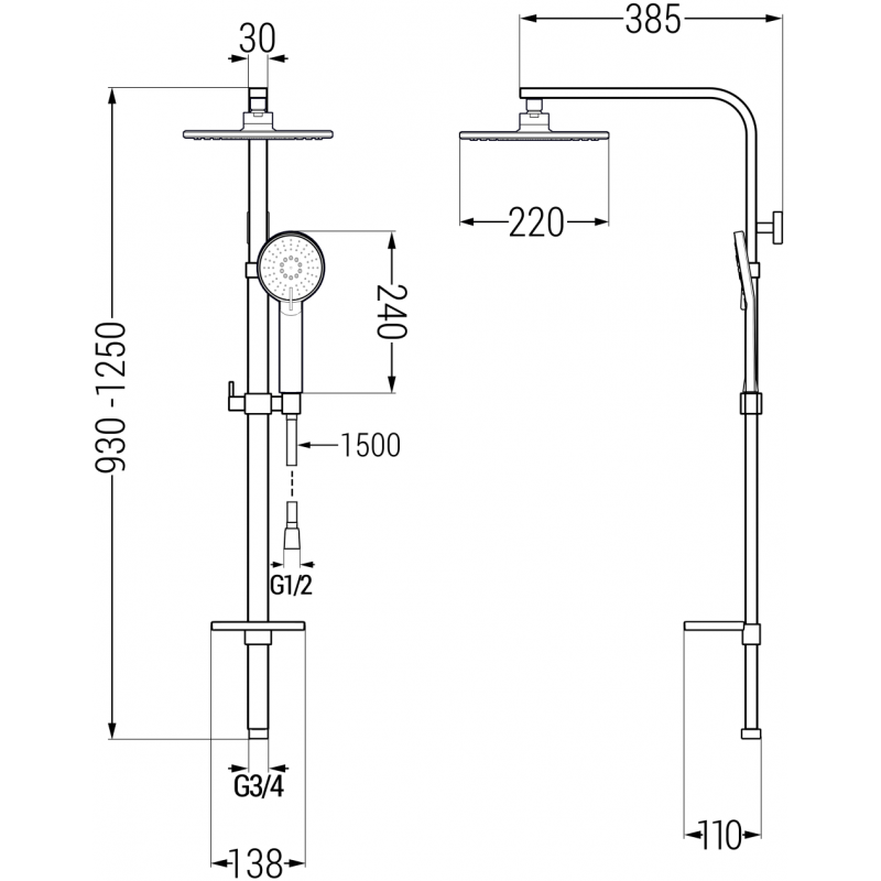 Mexen Q40 Shower Column, Graphite - 798404095-66