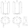 Mexen Lunar pentagonal left hinged shower enclosure 90 x 90 cm, transparent, brushed copper - 831-090L-090P-65-00-L