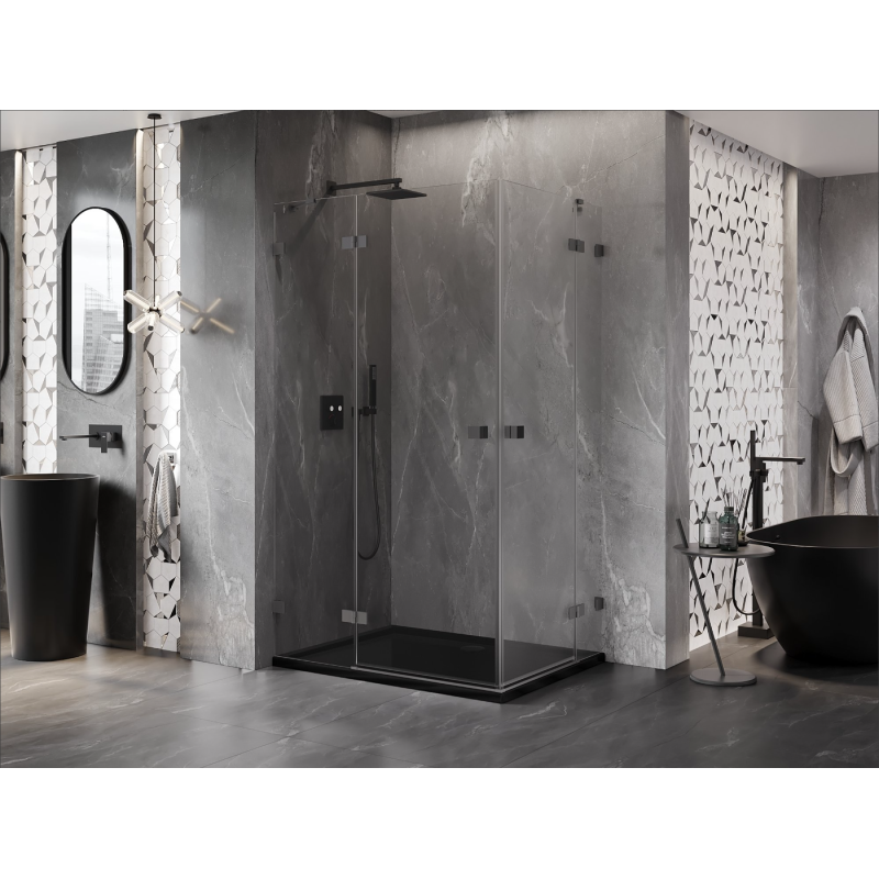 Mexen Lunar Duo 120 x 110 cm Left Swing Shower Enclosure, Transparent, Gun Metal - 834-120L-110P-95-00
