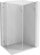 Mexen Lunar L pentagonal left hinged shower cabin 80 x 100 cm, transparent, chrome - 831L-080L-100P-01-00-L