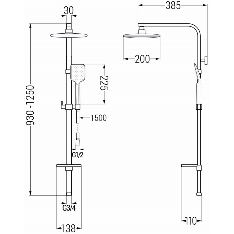 Mexen Q62 shower column, brushed gun gray - 798626295-66