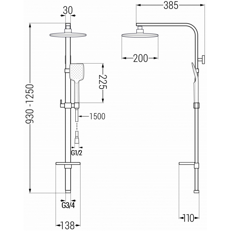Mexen Q62 Shower Column, Graphite - 798626295-66