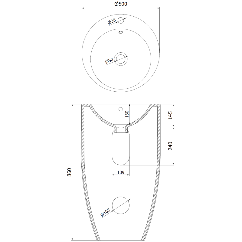 Mexen Alona freestanding sink 50 x 50 cm, matte black - 26094870