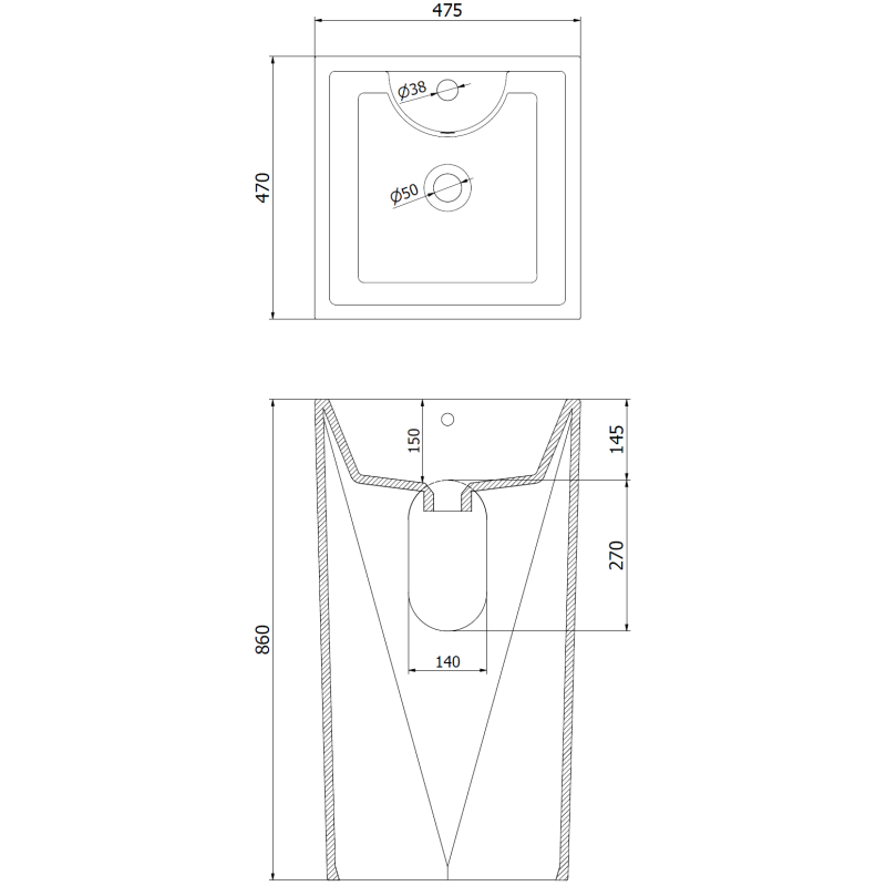Mexen Ida freestanding washbasin 47 x 47 cm, white - 26114600