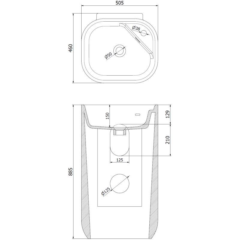 Mexen Irma freestanding washbasin 50 x 46 cm, matte black - 26145170
