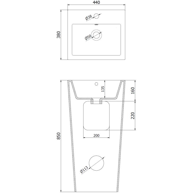 Mexen Liza freestanding sink 44 x 38 cm, matte black - 26154470