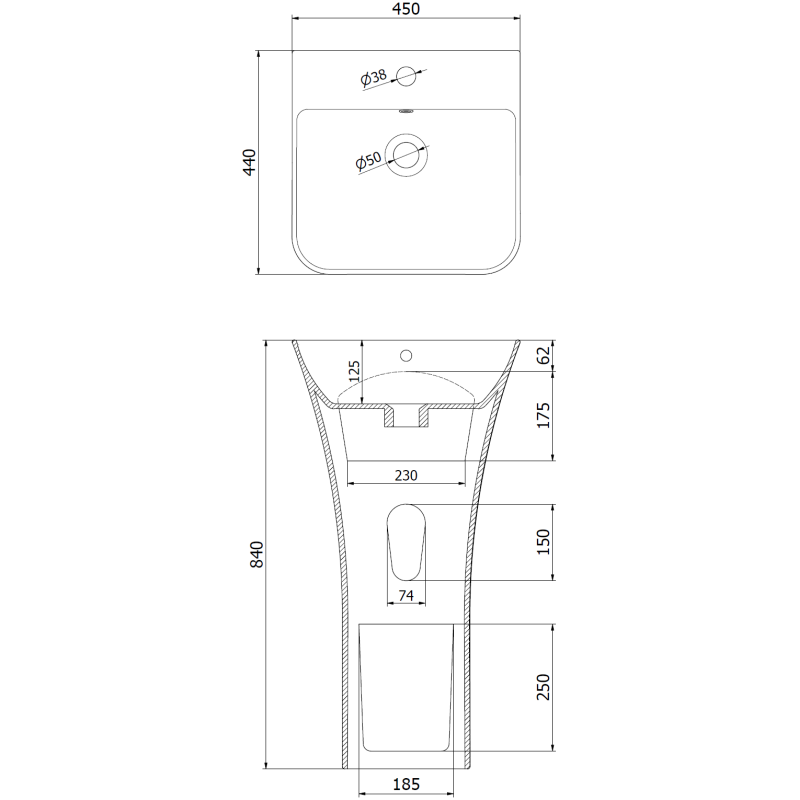 Mexen Nel freestanding washbasin 45 x 44 cm, white - 26134500