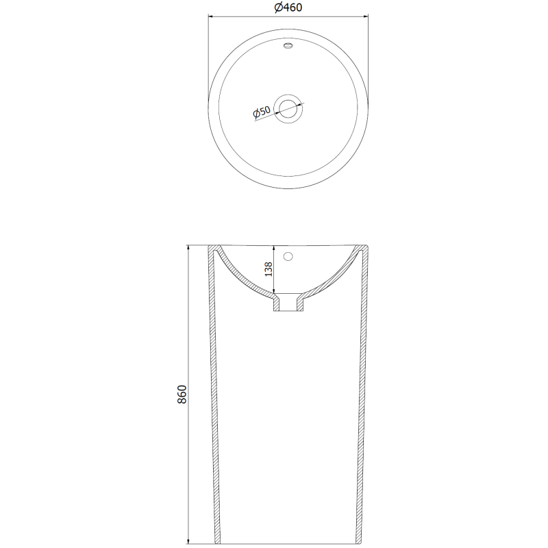 Mexen Nerda freestanding sink 46 x 46 cm, matte black - 26084670