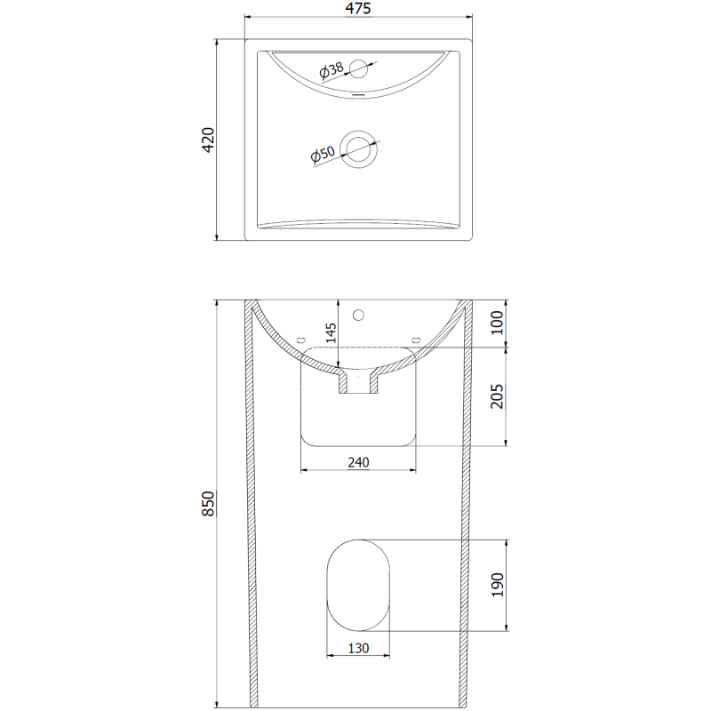 Mexen Oda freestanding sink 47 x 42 cm, white - 26124700