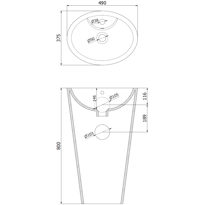 Mexen Orkla freestanding washbasin 49 x 37 cm, white - 26065000