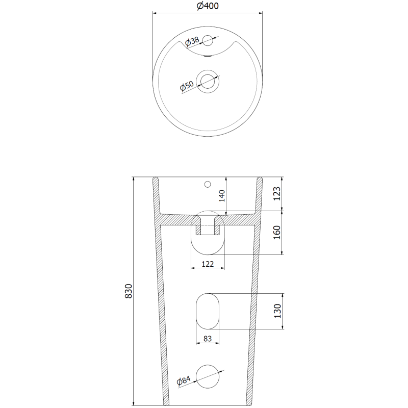 Mexen Rena free-standing washbasin 40 x 40 cm, black matte - 26014070