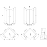 Mexen Lunar L semi-circular shower cabin right hinge 100 x 90 cm, transparent, brushed gold - 833L-100P-090L-55-00