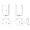 Mexen Lunar L semicircular shower cabin, hinged 80 x 80 cm, transparent, rose gold - 833L-080L-080P-60-00