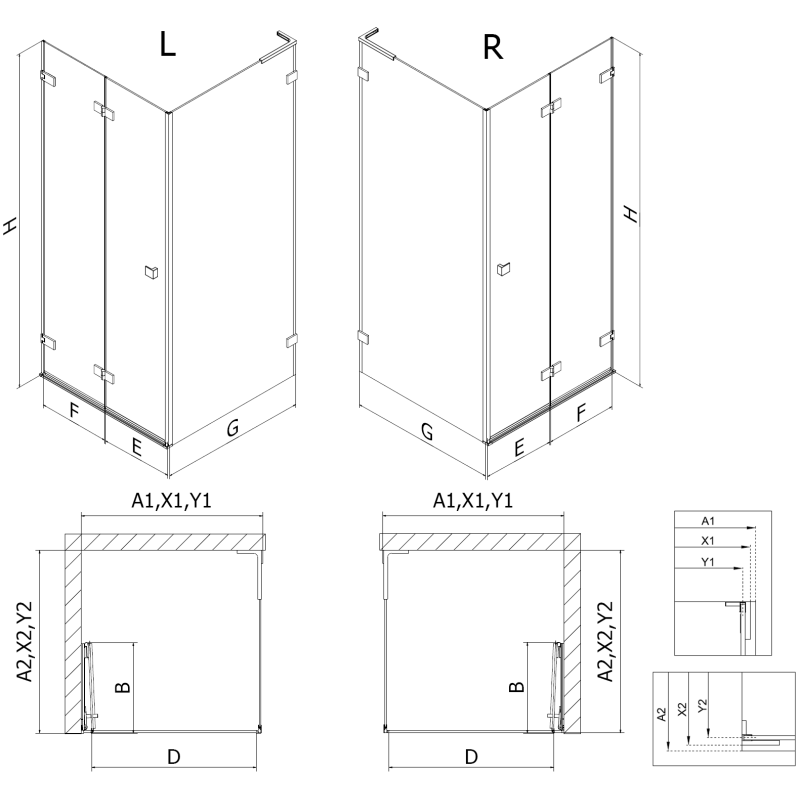 Mexen Lunar-F L folding shower cabin left 75 x 70 cm, transparent, white - 836L-075-070-20-00-L