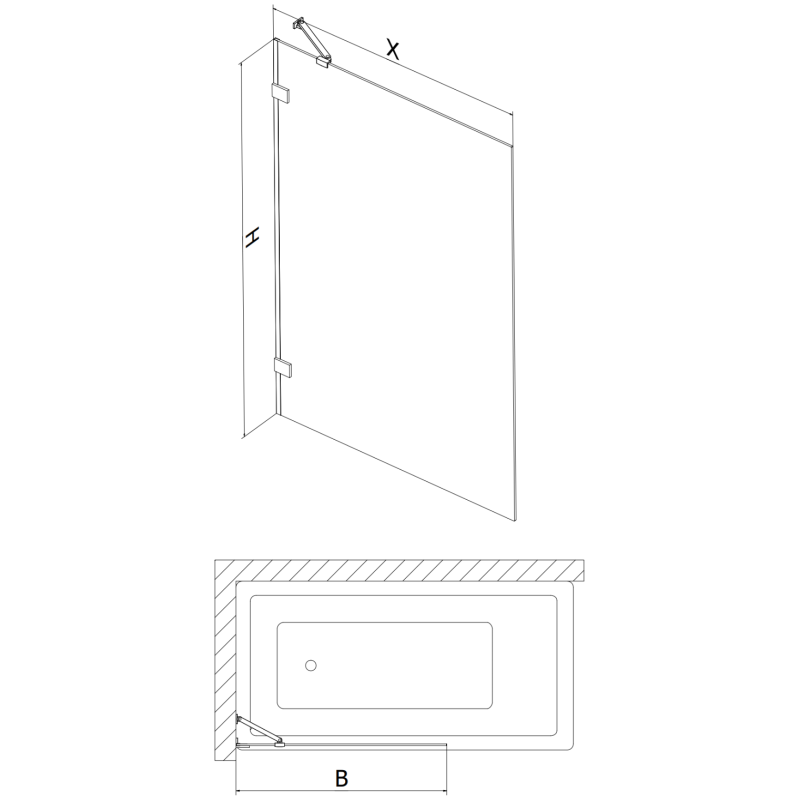 Mexen Lunar 1-panel shower screen 100 x 150 cm, transparent, chrome - 897-100-000-01-00