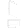 Mexen Lunar 1-panel Bathtub Screen 80 x 150 cm, Transparent, Rose Gold - 897-080-000-60-00