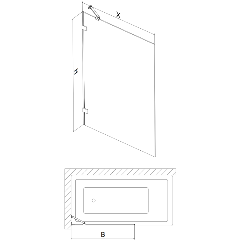 Mexen Lunar 1-winged bath screen 100 x 150 cm, transparent, rose gold - 897-100-000-60-00