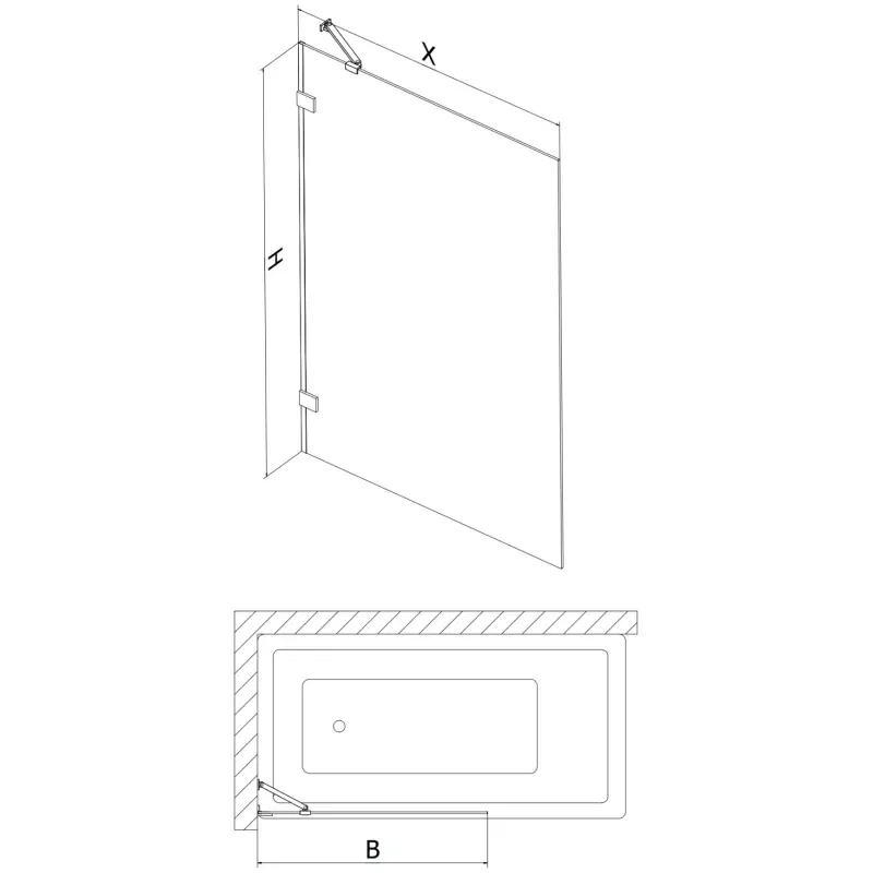 Mexen Lunar 1-wing shower screen 60 x 150 cm, transparent, gun metal - 897-060-000-95-00
