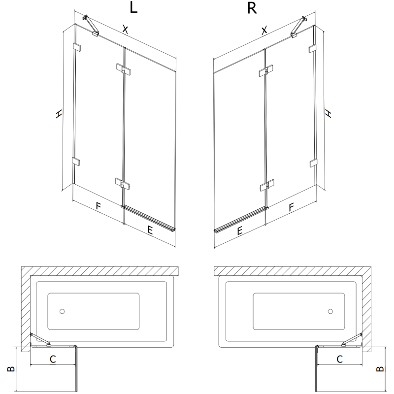 Mexen Lunar 2-wing shower screen right 100 x 150 cm, transparent, chrome - 897-100-100-01-00-P