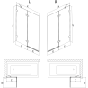 Mexen Lunar 2-panel right bathtub screen 100 x 150 cm, transparent, brushed copper - 897-100-100-65-00-P