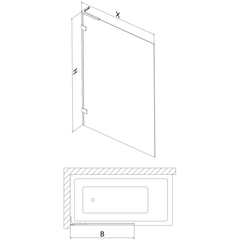 Mexen Lunar L One-Wing Bath Screen 80 x 150 cm, Transparent, Chrome - 897L-080-000-01-00
