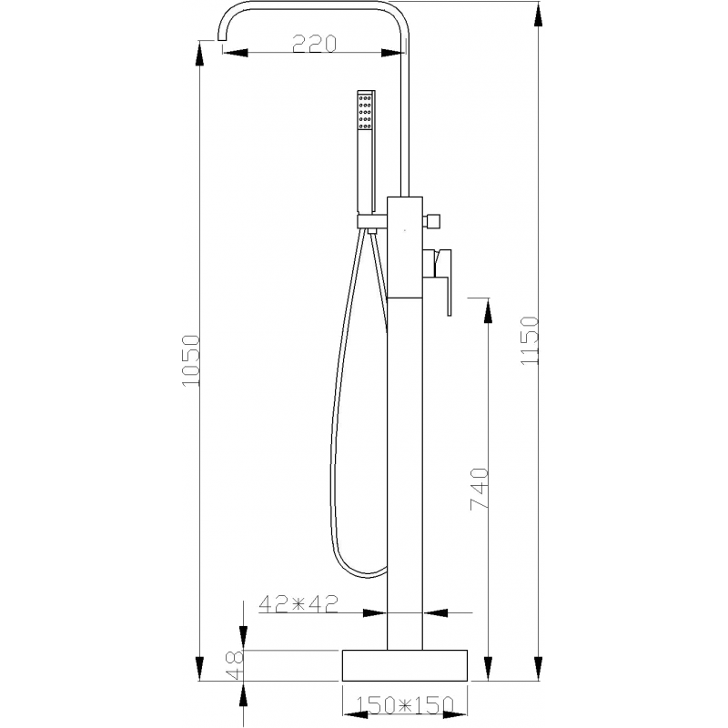 Mexen Avila freestanding bathtub faucet, black - 75833-70
