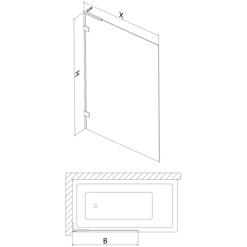 Mexen Lunar L bathtub screen 1-panel 100 x 150 cm, transparent, rose gold - 897L-100-000-60-00