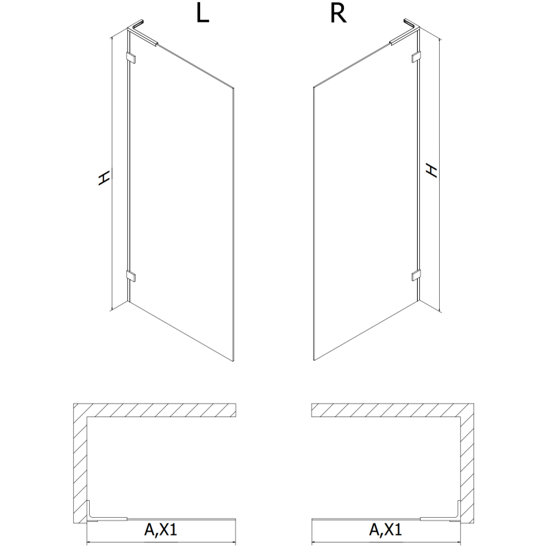 Mexen Lunar L Walk-in Shower Wall Left 100 x 200 cm, transparent 8 mm, white - 830L-100-000-20-00-L