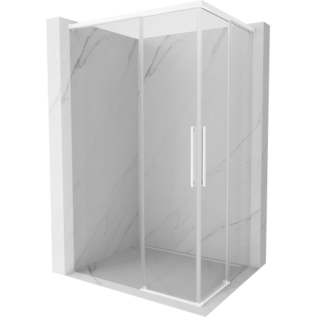 Mexen Rox Duo sliding shower enclosure 100 x 75 cm, transparent, white - 8C2D-100-075-20-00