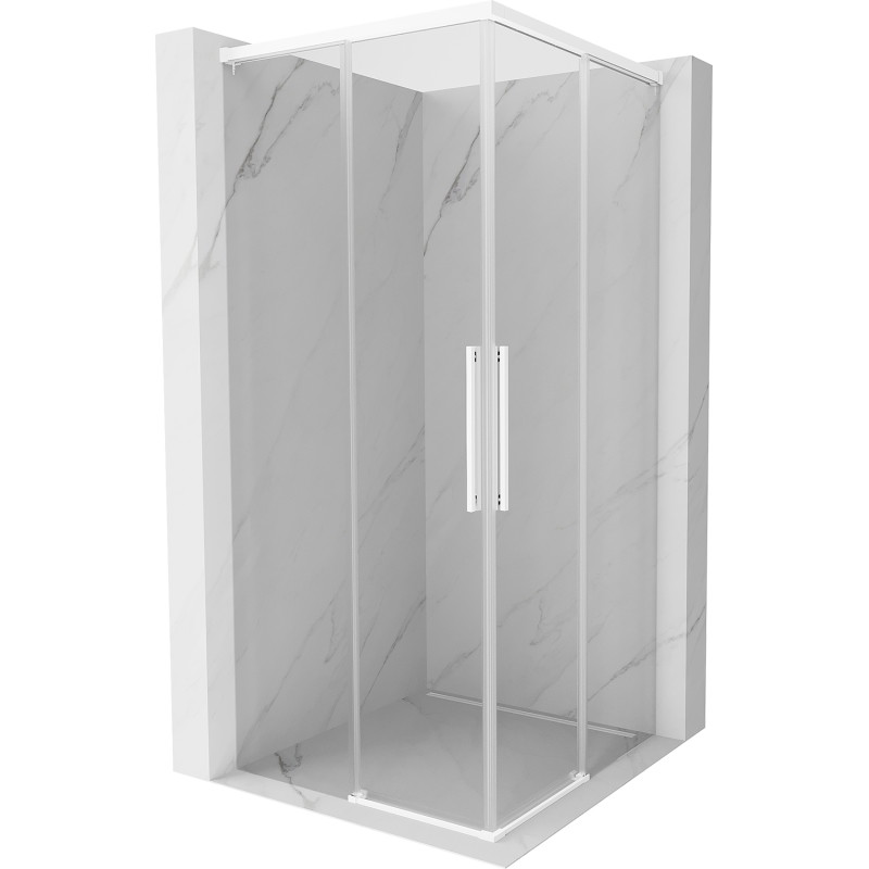 Mexen Rox Duo Sliding Shower Enclosure 100 x 100 cm, Transparent, White - 8C2D-100-100-20-00