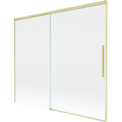Mexen Rox folding bathtub screen - 2-panel sliding 180 x 150 cm, transparent, brushed gold - 8C9-180-001-55-00