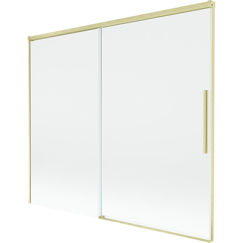 Mexen Rox folding bathtub screen - 2-panel sliding 180 x 150 cm, transparent, brushed gold - 8C9-180-001-55-00