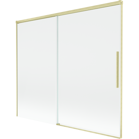 Mexen Rox folding bathtub screen - 2-panel sliding 180 x 150 cm, transparent, brushed gold - 8C9-180-001-55-00