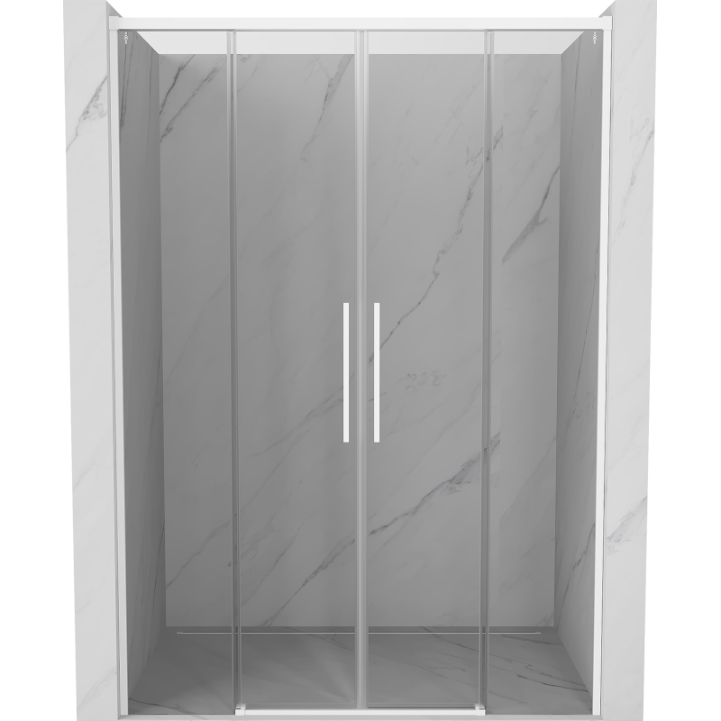 Mexen Rox sliding shower door 150 cm, transparent, white - 8C2-150-002-20-00