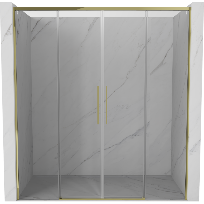 Mexen Rox Duo sliding shower doors 180 cm, transparent, gold - 8C2-180-002-50-00