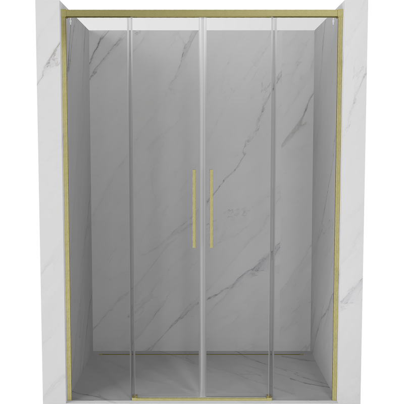 Mexen Rox Duo sliding shower doors 140 cm, transparent, brushed gold - 8C2-140-002-55-00