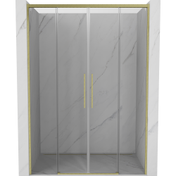 Mexen Rox sliding shower door 150 cm, transparent, brushed gold - 8C2-150-002-55-00