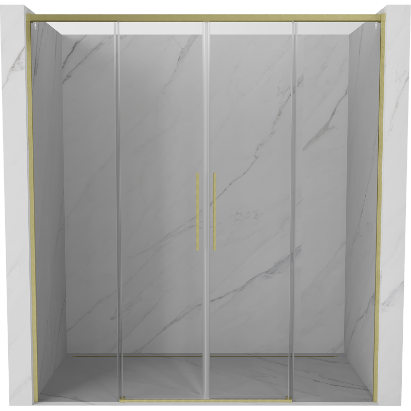 Mexen Rox Sliding Shower Door Duo 200 cm, Transparent, Brushed Gold - 8C2-200-002-55-00