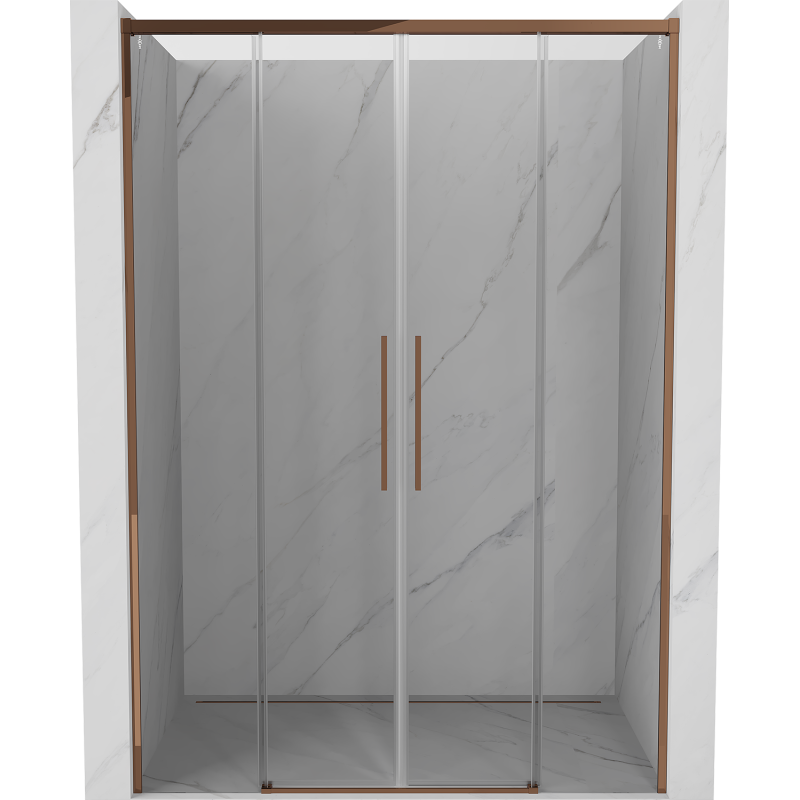 Mexen Rox sliding shower door 160 cm, transparent, rose gold - 8C2-160-002-60-00