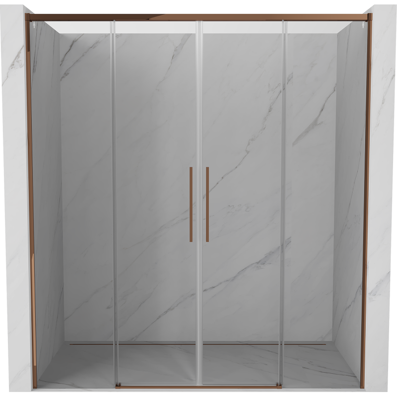 Mexen Rox sliding shower doors 180 cm, transparent, rose gold - 8C2-180-002-60-00