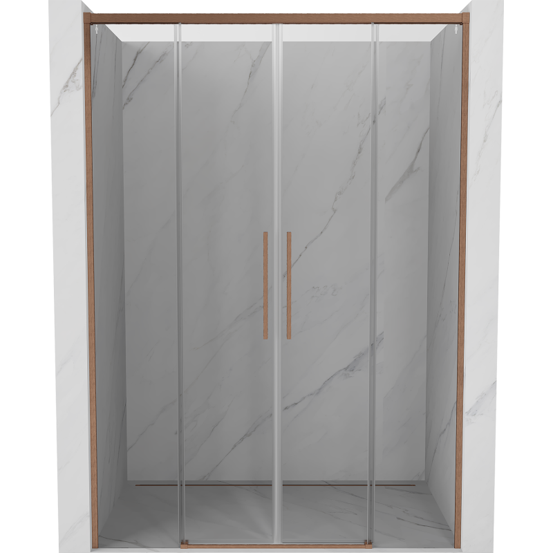 Mexen Rox sliding shower door 140 cm, transparent, brushed copper - 8C2-140-002-65-00