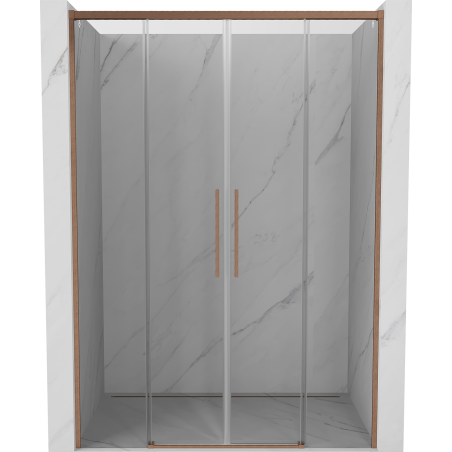Mexen Rox Duo sliding shower doors 160 cm, transparent, brushed copper - 8C2-160-002-65-00