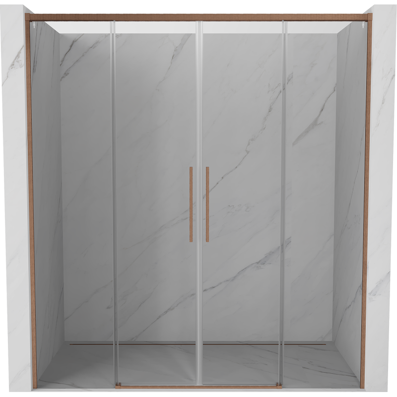 Mexen Rox Sliding Shower Door 200 cm, Transparent, Brushed Copper - 8C2-200-002-65-00