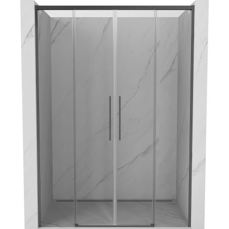 Mexen Rox sliding shower doors 140 cm, transparent, brushed gun gray - 8C2-140-002-66-00