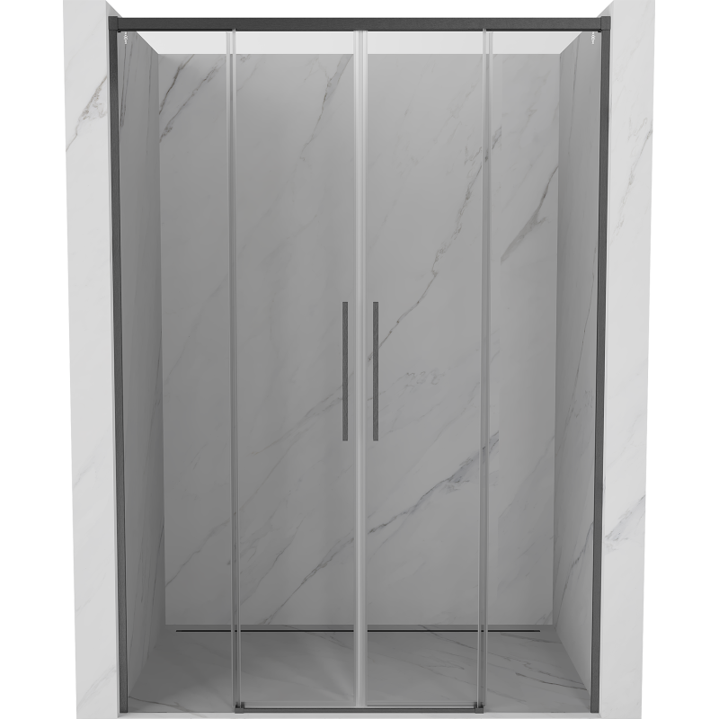 Mexen Rox Duo Sliding Shower Door 160 cm, Transparent, Brushed Gun Gray - 8C2-160-002-66-00