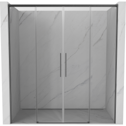 Mexen Rox sliding shower door 180 cm, transparent, brushed gun gray - 8C2-180-002-66-00