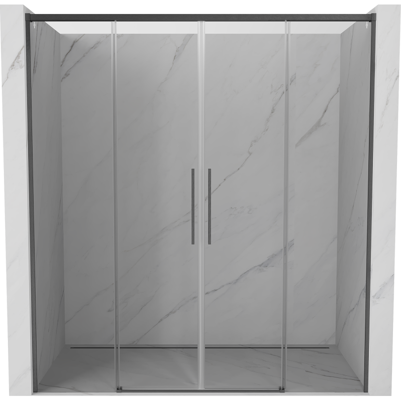 Mexen Rox sliding shower door 180 cm, transparent, brushed gun gray - 8C2-180-002-66-00