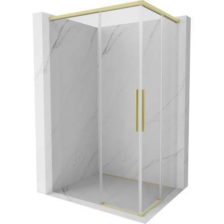 Mexen Rox Duo Sliding Shower Enclosure 120 x 75 cm, Transparent, Brushed Gold - 8C2D-120-075-55-00