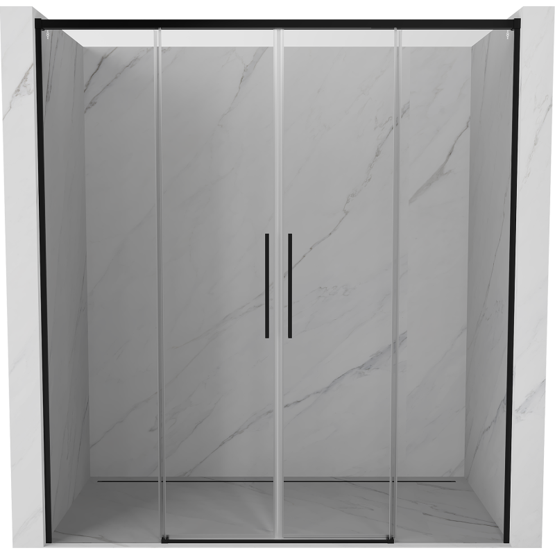 Mexen Rox sliding shower door 190 cm, transparent, black - 8C2-190-002-70-00