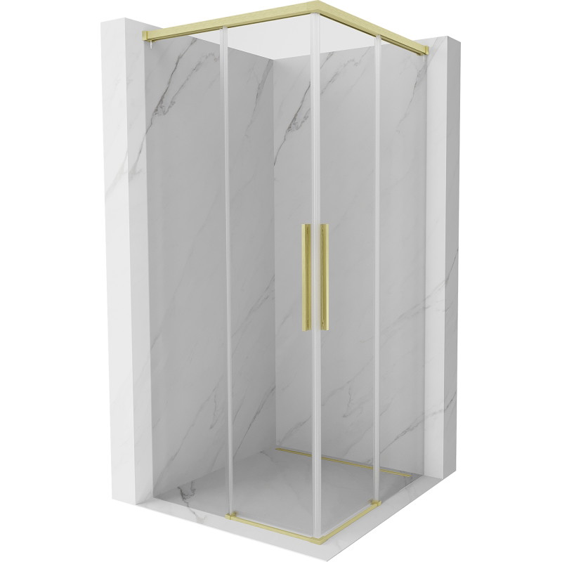 Mexen Rox Duo sliding shower cabin 95 x 95 cm, transparent, brushed gold - 8C2D-095-095-55-00
